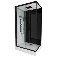Cabine de douche 110x80x215cm - Verre Trempé - Mitigeur Chrome - DUALITY 3 RECTANGLE