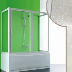 Cabine douche 3 côtés Pare-Baignoire 80x170x80 CM en acrylique mod. Plutone avec ouverture laterale
