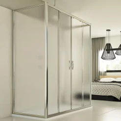 Cabine douche 3 côtés 90x140x90 CM H198 Opaque mod. Young Trio 2 Portes