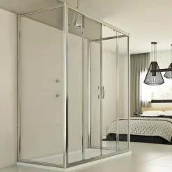 Cabine douche 3 côtés 90x140x90 CM H198 Transparent mod. Young Trio 2 Portes