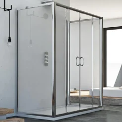 Cabine douche à trois côtés 80x120x80 CM H185 transparent modèle Replay Trio avec 2 portillons
