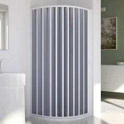 Cabine douche demi-circulaire 90x90CM Rayons 55 H185 en Plastique pvc modèle Sharp ouverture latérale