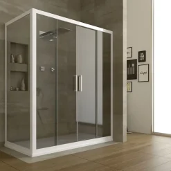 Cabine Douche en PVC 90x140 CM H200 Transparent mod. Star Profil Blanc 2 Portes