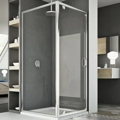 Cabine Douche 80x100 AP. 100 CM H185 transparent modèle Sintesi Duo 1 Portillon