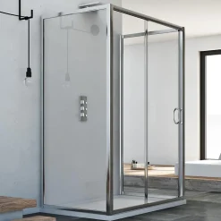 Cabine douche 90x140x90 CM H185 transparent modèle Replay Trio avec 1 portillon