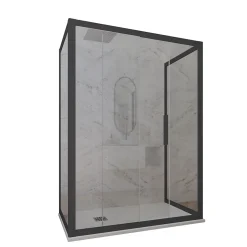 Cabine parois de douche 3 côtés coulissantes 80x170x80 cm H 200 en PVC Anthracite Verre Transparent mod. Deco Trio