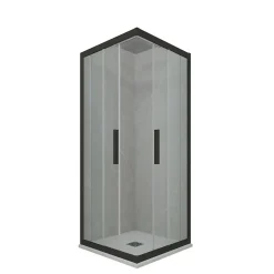 Cabine parois de douche angulaire coulissante 110x120 cm H 200 en PVC Noir Matt Verre Transparent mod. Kolors