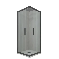 Cabine parois de douche angulaire coulissante 110x120 cm H 200 en PVC Anthracite Verre Transparent mod. Kolors