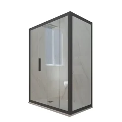 Cabine parois de douche angulaire coulissante 70x120 cm H 200 en PVC Anthracite Verre Transparent mod. Deco Duo
