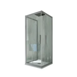 Cabine parois de douche coulissante 3 côtés 70x120x70 cm H 200 en PVC Gris argent Verre Transparent mod. Kolors Trio