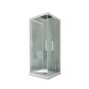Cabine parois de douche coulissante 3 côtés 80x100x80 cm H 200 en PVC Blanc Matt Verre Transparent mod. Kolors Trio