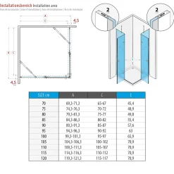 Cabine porte de douche d'angle MAYA-BLACK H180 cm, 80 x 120 cm, verre transparent - Saniverre