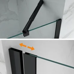 Cabine porte de douche d'angle MAYA-BLACK H180 cm, 80 x 120 cm, verre transparent - Saniverre