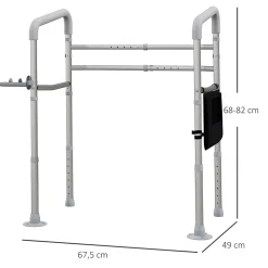 Cadre de sécurité de toilettes - cadre de toilettes réglable - barres d'appui rembourrées pour toilettes - alu. EVA gris