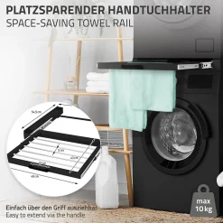 Cadre intermédiaire universel lave-linge avec porte-serviettes coulissante noir