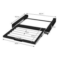 Cadre intermédiaire universel lave-linge avec porte-serviettes coulissante noir