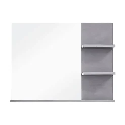 CANCUN - Meuble de salle de bain. Miroir avec tablettes, LED non inclu, mélaminé gris ciment. L - H - P : 72 - 57 - 20 cm.