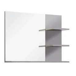 CANCUN - Meuble de salle de bain. Miroir avec tablettes, LED non inclu, mélaminé gris ciment. L - H - P : 72 - 57 - 20 cm.