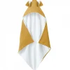 Cape, sortie de bain pour bébé intérieur 100 % coton - 100 x 100 cm - Lapin - Moutarde - Monsieur Bébé