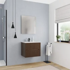 Ceramia 60 cm, meuble de salle de bain assemblé, couleur chêne (CERAMIA-5DW60)