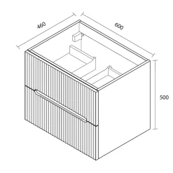 Ceramia 60 cm, meuble de salle de bain assemblé, couleur chêne (CERAMIA-5DW60)