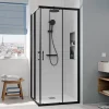Ceramia CASCADA Porte de douche 80x80x195cm coulissante anticalcaire avec profilés Noir mat (CERAHC8080B)