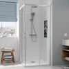 Ceramia CASCADA Porte de douche 80x80x195cm coulissante anticalcaire avec profilés chrome brillant (CERAHC8080C)