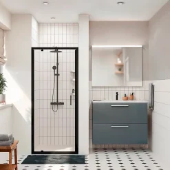 Ceramia Zenith Porte de douche 90x195cm pivotante anticalcaire avec profilés Noir mat (CERAHZ90B)