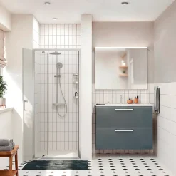 Ceramia Zenith Porte de douche 100x195cm pivotante anticalcaire avec profilés Chrome brillant (CERAHZ100C)