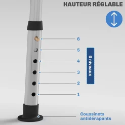 Chaise de douche siège de douche ergonomique hauteur réglable pieds antidérapants charge max. 136 Kg alu HDPE bleu