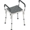 Chaise de douche tabouret de douche antidérapant - hauteur réglable, accoudoirs - alu HDPE gris