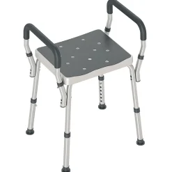 Chaise de douche tabouret de douche antidérapant - hauteur réglable, accoudoirs - alu HDPE gris