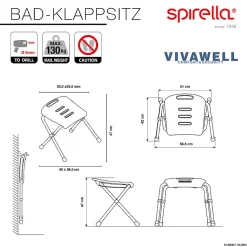 Chaise pliante rabattable de bain Chrome Spirella