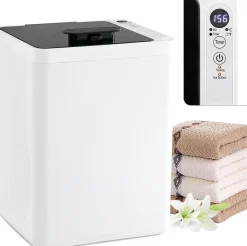 Chauffe-Serviettes 23 L,Ecran LED, Minuterie de 15 à 90 Min, pour Serviettes 114 x 178cm, Peignoirs, Couvertures, Blanc
