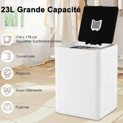 Chauffe-Serviettes 23 L,Ecran LED, Minuterie de 15 à 90 Min, pour Serviettes 114 x 178cm, Peignoirs, Couvertures, Blanc
