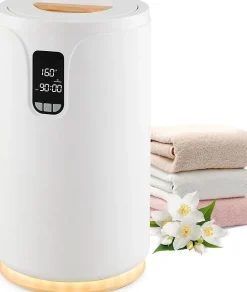 Chauffe-Serviettes 20L,avec Minuterie, 3 Lumière RGB et Verrouillage pour Spa, Peignoirs, Couvertures, Salle de Bain