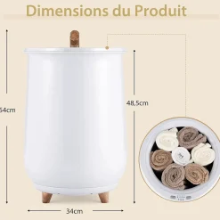 Chauffe-Serviettes Style Seau 23L, 3 Niveaux Chauffage 60-80Celsius & Minuterie 20-90min, Chauffe-Serviettes, Blanc