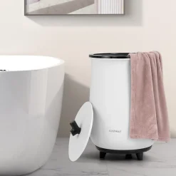 Chauffe-Serviettes Style Seau 23L, 3 Niveaux Chauffage 60-80Celsius & Minuterie 20-90min, Arrêt Automatique, Noir