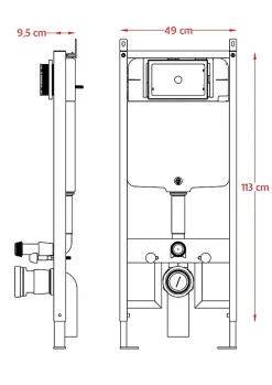 Châssis de bâti-support avec réservoir caché pour cuvette suspendu complet de plaque de commande double bouton en acier inoxydable
