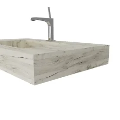 80Cm Hpl Stratifié Lavabo Chêne Glace Bassin Central