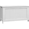 Coffre de rangement avec poignée et couvercle, 81 x 40 x 46 cm, boîte de rangement pour salon et chambre, blanc