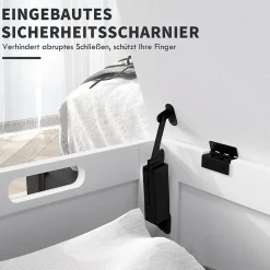 Coffre de rangement avec poignée et couvercle, 81 x 40 x 46 cm, boîte de rangement pour salon et chambre, blanc