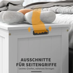 Coffre de rangement avec poignée et couvercle, 81 x 40 x 46 cm, boîte de rangement pour salon et chambre, blanc