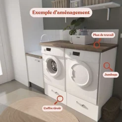 Coffre tiroir pour meuble lave-linge surélevé