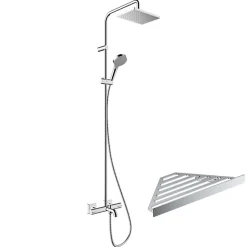 Colonne bain douche thermostatique HANSGROHE Vernis Shape 230 chromé + tablette AddStoris