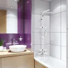 Colonne bain douche thermostatique avec tablettes, pomme de tête, douchette et flexible, chrome, Valentin Touareg