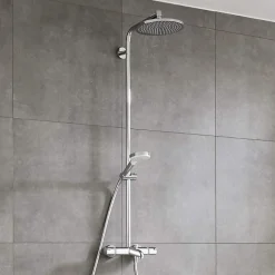 Colonne bain douche thermostatique HANSGROHE Crometta S 240 chromé + tablette Addstoris