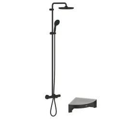 Colonne bain douche thermostatique GROHE Vitalio Start System noir mat + Tablette de douche d'angle Start Cube
