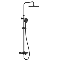 Colonne bain/douche thermostatique avec pommeau et douchette 3 jets, noir, Kramer Colors