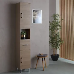 Colonne De 190 Cm Pour Salle De Bain Chêne Naturel Effet Bois Rimini